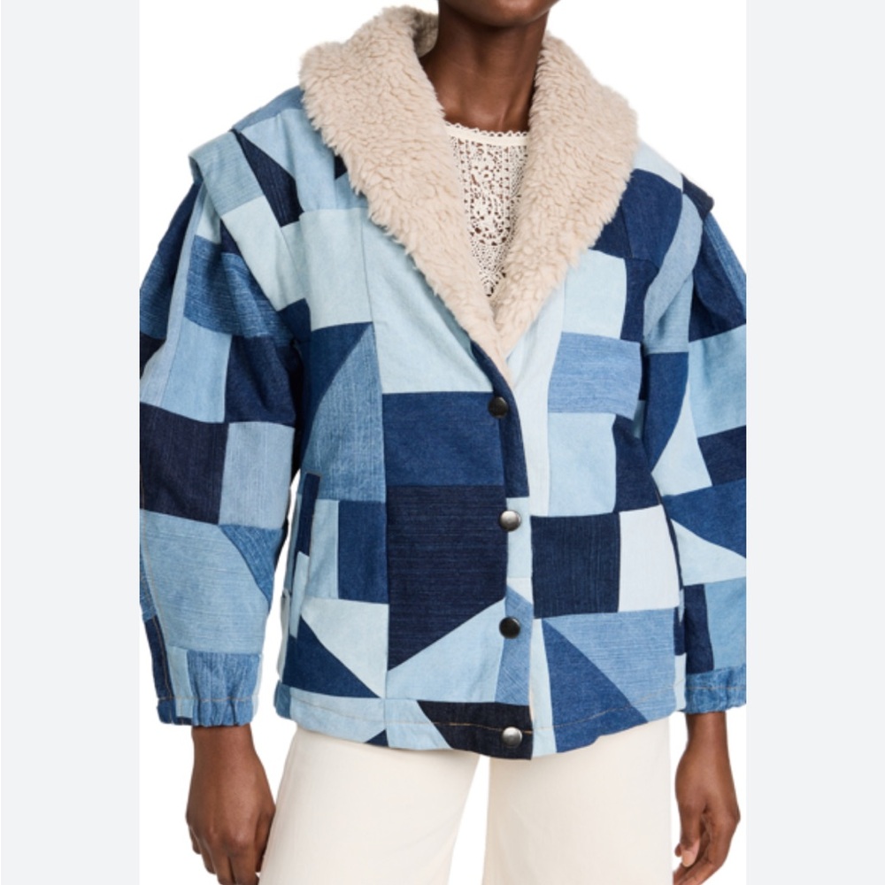 Sea New York Patchwork Bomber Jacket with Cream Collar